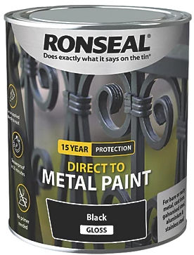 A tin of Ronseal 15 Year Protection Direct to Metal Paint