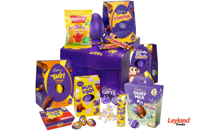 Hamper of Cadbury's chocolates such as creme eggs and easter eggs